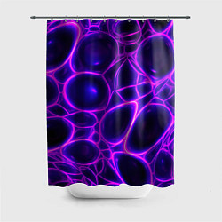 Шторка для душа Фиолетовы неоновые соты, цвет: 3D-принт