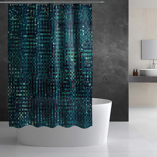 Шторка для ванной Сине-бирюзовый абстрактный / 3D-принт – фото 2