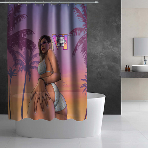 Шторка для ванной Девушка в купальнике из Gta 6 / 3D-принт – фото 2