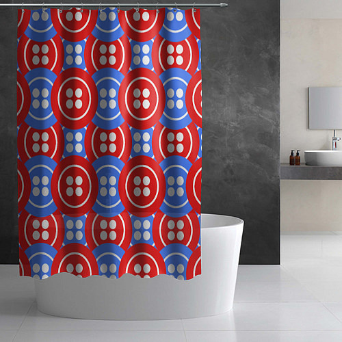 Шторка для ванной Красные и синие пуговицы / 3D-принт – фото 2