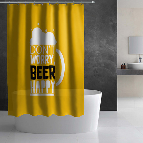 Шторка для ванной Dont worry be happy - beer / 3D-принт – фото 2