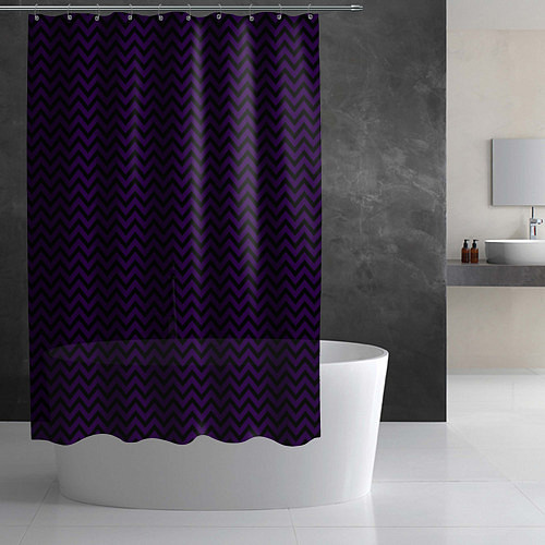 Шторка для ванной Чёрно-фиолетовый ломаные полосы / 3D-принт – фото 2