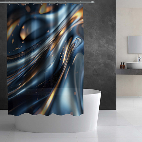 Шторка для ванной Синяя обтекаемая текстура / 3D-принт – фото 2
