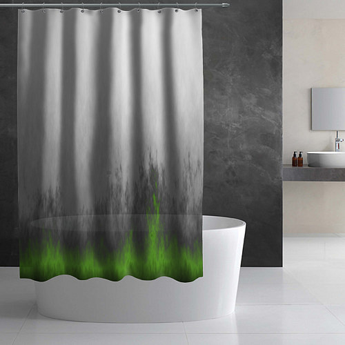 Шторка для ванной Абстрактное пламя зеленое / 3D-принт – фото 2