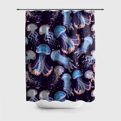 Шторка для душа Светящиеся медузы, цвет: 3D-принт