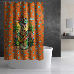 Шторка для душа Веселая змея играет на гитаре, цвет: 3D-принт — фото 2