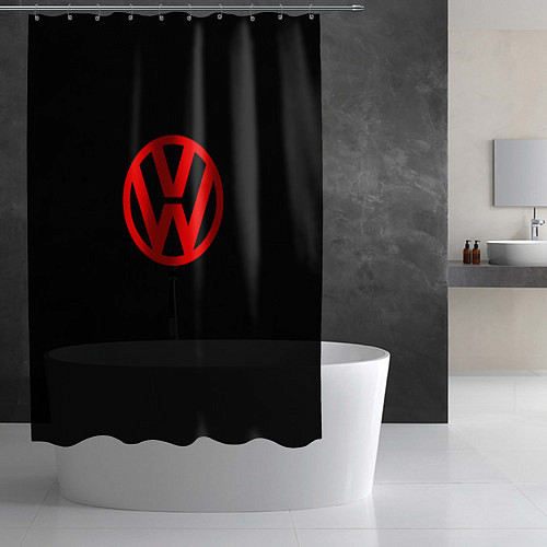Шторка для ванной Volkswagen red logo / 3D-принт – фото 2