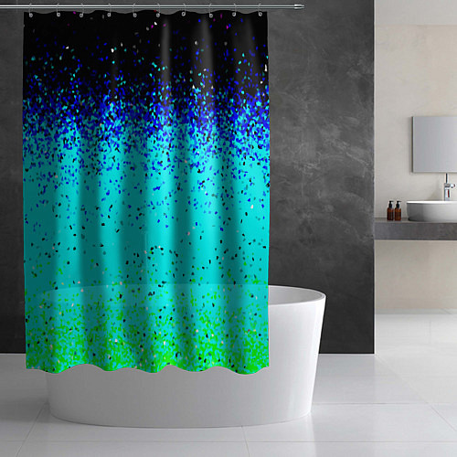 Шторка для ванной Пикселизация неоновых цветов / 3D-принт – фото 2
