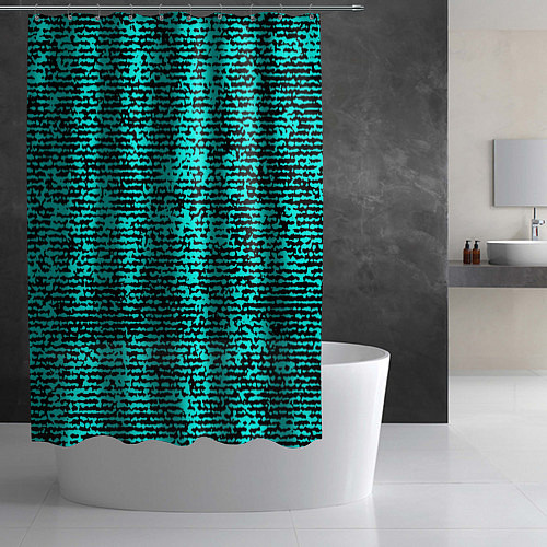 Шторка для ванной Ярко-голубой в чёрную текстурированную полоску / 3D-принт – фото 2