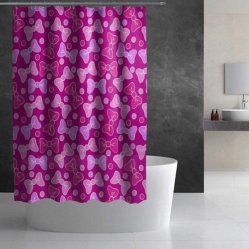 Шторка для ванной Розовые бантики / 3D-принт – фото 2