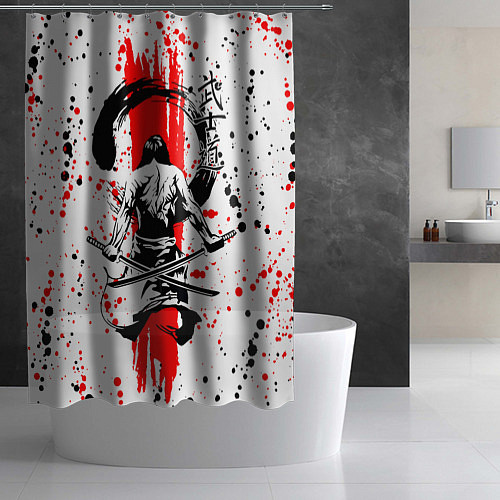 Шторка для ванной Самурай с двумя катанами / 3D-принт – фото 2