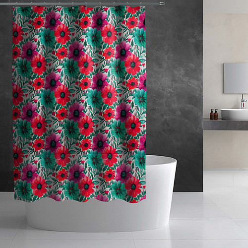 Шторка для ванной Анемоны цветы яркий принт / 3D-принт – фото 2