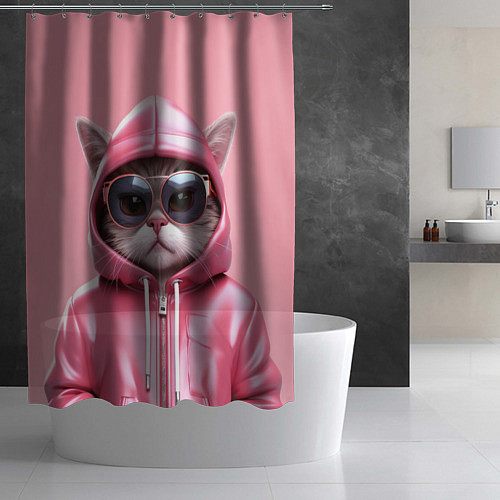 Шторка для ванной Кошка в капюшоне / 3D-принт – фото 2