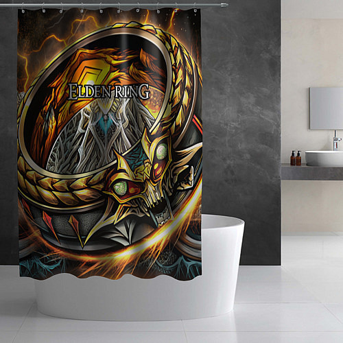Шторка для ванной Elden Ring лого и волшебное золотое кольцо / 3D-принт – фото 2