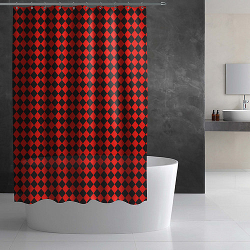 Шторка для ванной Паттерн черных квадратов / 3D-принт – фото 2