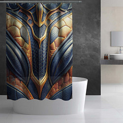 Шторка для душа Темная кожаная броня с желтой оплеткой, цвет: 3D-принт — фото 2