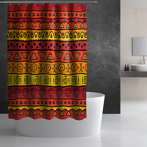 Шторка для ванной Африканские этнический орнамент / 3D-принт – фото 2