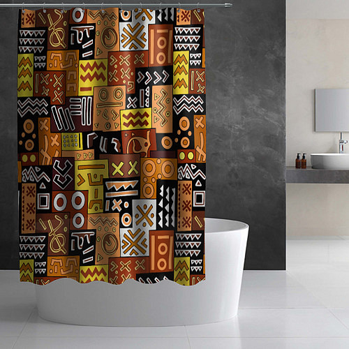 Шторка для ванной Африканские этнический коллаж / 3D-принт – фото 2