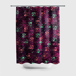 Шторка для душа Тёмный пурпурный текстурированный кубики, цвет: 3D-принт