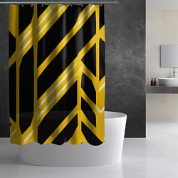 Шторка для душа Чёрно-белые полосы на жёлтом фоне, цвет: 3D-принт — фото 2