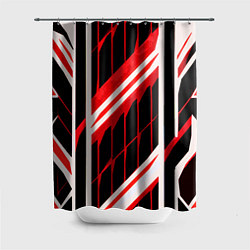 Шторка для душа Red and white lines on a black background, цвет: 3D-принт