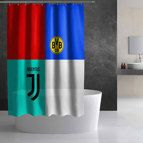 Шторка для ванной Juventus x Borussia / 3D-принт – фото 2