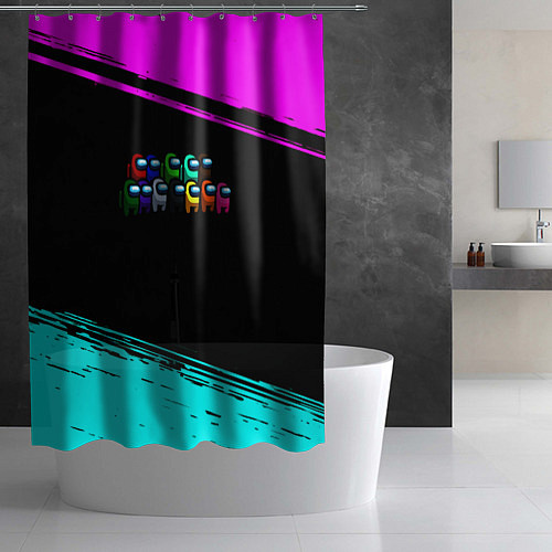 Шторка для ванной Among us neon colors / 3D-принт – фото 2