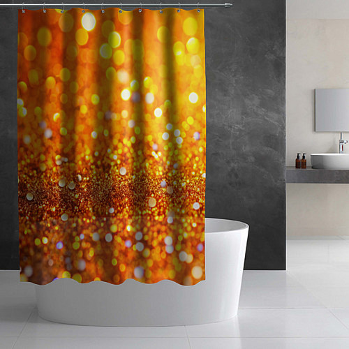 Шторка для ванной Оранжевые и желтые блестяшки боке / 3D-принт – фото 2
