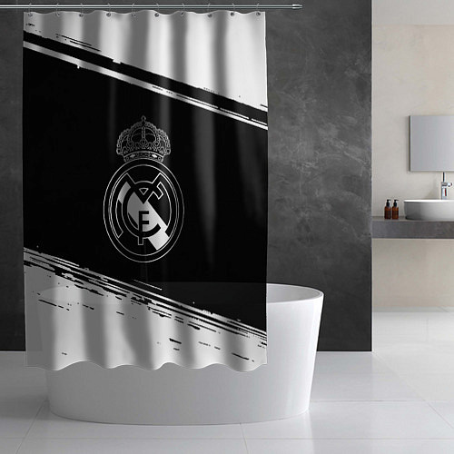 Шторка для ванной Реал мадрид белое лого / 3D-принт – фото 2