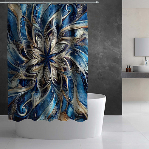 Шторка для ванной Джинса и цветочный орнамент - нейросеть / 3D-принт – фото 2