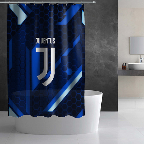 Шторка для ванной Juventus sport geometry steel / 3D-принт – фото 2