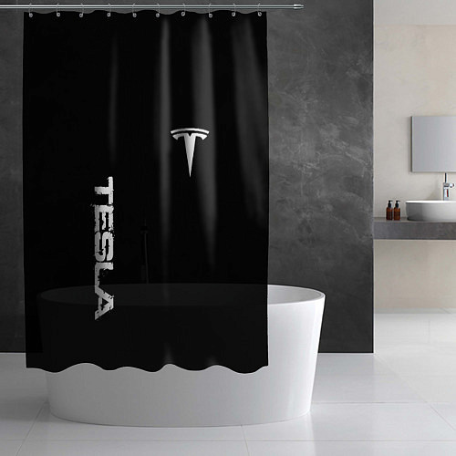 Шторка для ванной Tesla logo white / 3D-принт – фото 2