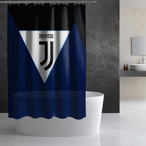Шторка для ванной Juventus sport geometry color / 3D-принт – фото 2