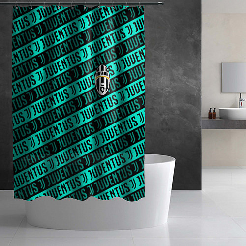 Шторка для ванной Juventus pattern logo steel / 3D-принт – фото 2
