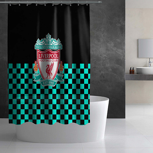Шторка для ванной Liverpool fc sport клетка / 3D-принт – фото 2