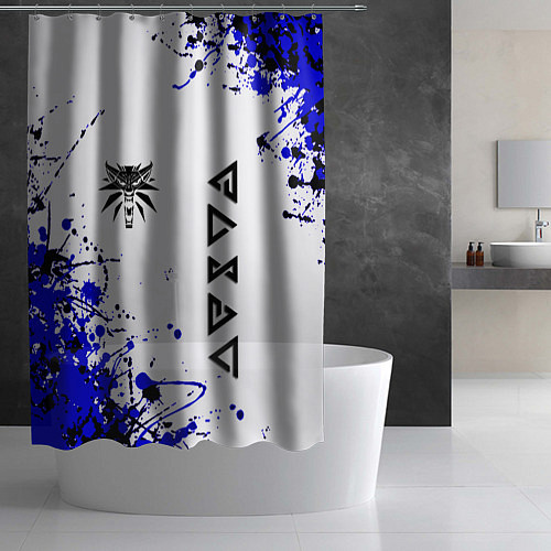 Шторка для ванной Ведьмак лого краски / 3D-принт – фото 2