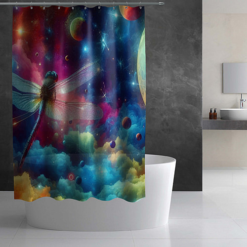 Шторка для ванной Space dragonfly - ai art fantasy / 3D-принт – фото 2