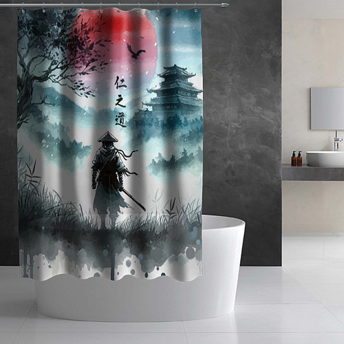 Шторка для ванной Japanese samurai - ghost of Tsushima / 3D-принт – фото 2