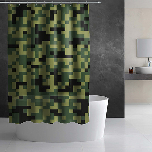 Шторка для ванной Камуфляжный стиль текстура пикселя / 3D-принт – фото 2