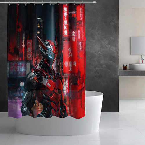Шторка для ванной Бронированный красный киборг / 3D-принт – фото 2