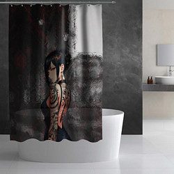 Шторка для душа Татуированная брюнетка, цвет: 3D-принт — фото 2