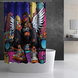 Шторка для душа Городской ангел - urban style, цвет: 3D-принт — фото 2