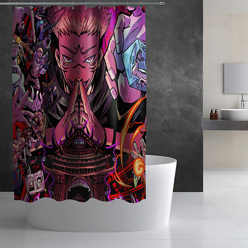 Шторка для ванной Магическая битва Сукуна расширение территории / 3D-принт – фото 2
