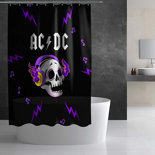 Шторка для ванной AC DC неоновый череп / 3D-принт – фото 2