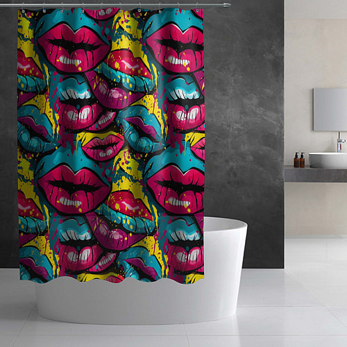 Шторка для ванной Граффити губы женские с блеском / 3D-принт – фото 2