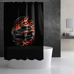 Шторка для душа Огненный автомобиль, цвет: 3D-принт — фото 2