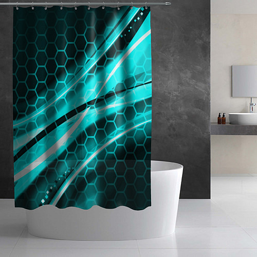 Шторка для ванной Неоновая броня абстракция / 3D-принт – фото 2