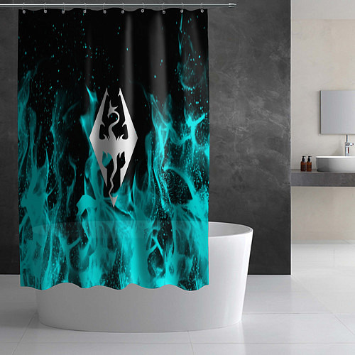 Шторка для ванной The elder scrolls neon flame / 3D-принт – фото 2