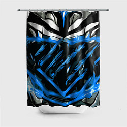 Шторка для душа Blue and white abstraction on a black background, цвет: 3D-принт