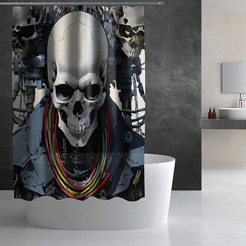 Шторка для ванной Cool cyber skull - ai art fantasy / 3D-принт – фото 2